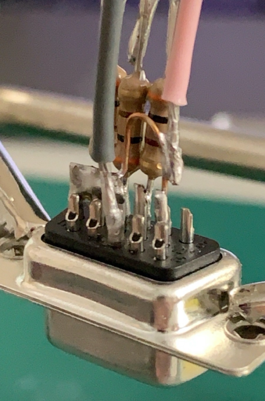 A close up of a terrible soldering job.