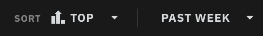 Cropped screenshot of the reddit.com subreddit sorting options. The options selected are 'Top' and 'Past week'.